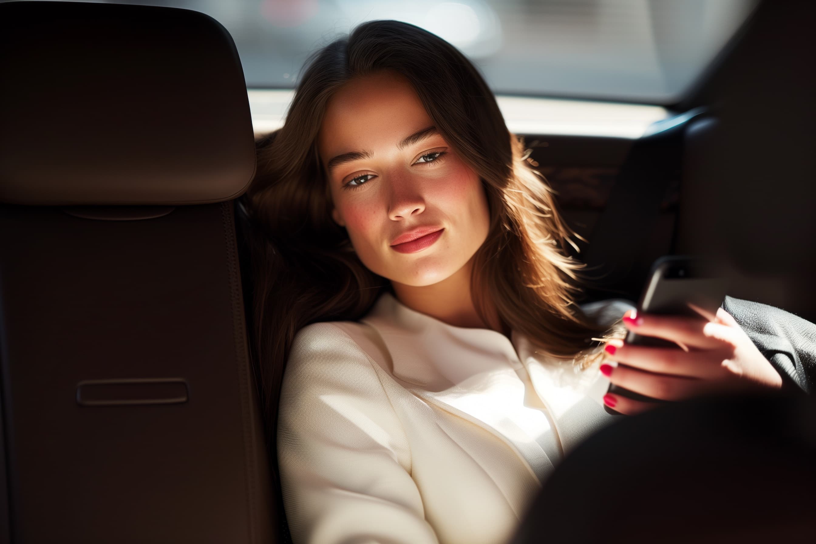 Elegant businesswoman in luxury car