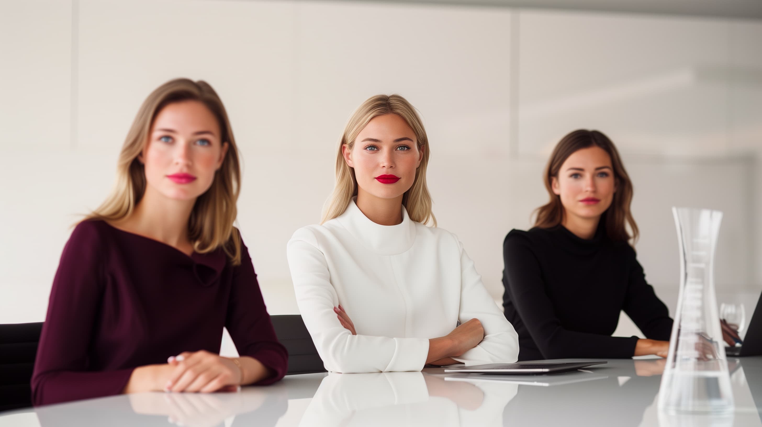 Three businesswomen at conference table